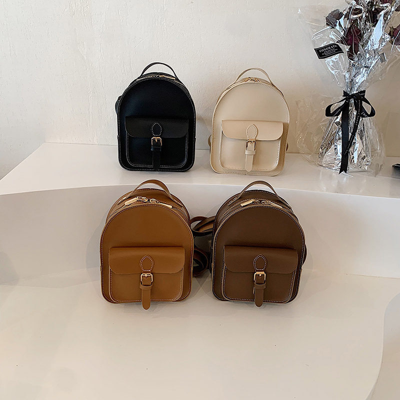 韩版复古儿童小书包时尚女孩法式外出PU双肩包洋气小公主简约背包