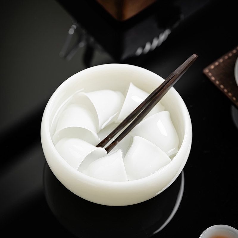 极简璞玉白瓷大号茶洗水盂