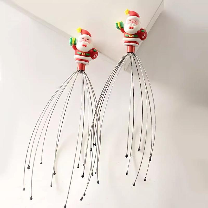 圣诞节八爪鱼按摩头部按摩器可爱圣诞老人灵魂提取器多功能疏通