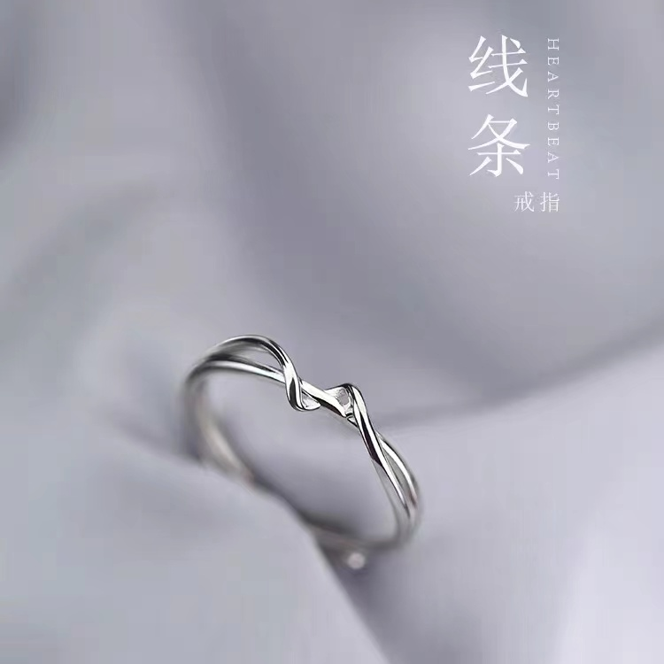 2022年简约活口戒指女小众设计轻奢ins潮开口食指戒指冷淡