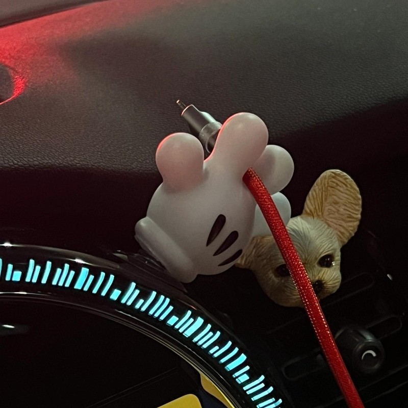 新疆西藏包邮车载米奇手掌数据线收纳固定神器粘钩桌面理线器夹车