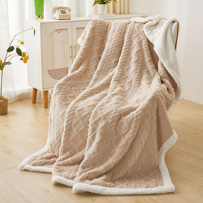 纯色塔芙绒羊羔绒毯子冬季双面加厚保暖盖毯办公室午睡午休沙发毯
