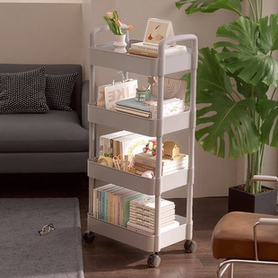 小推车置物架家用零食落地多层客厅收纳书包架移动厨房果蔬菜篮子