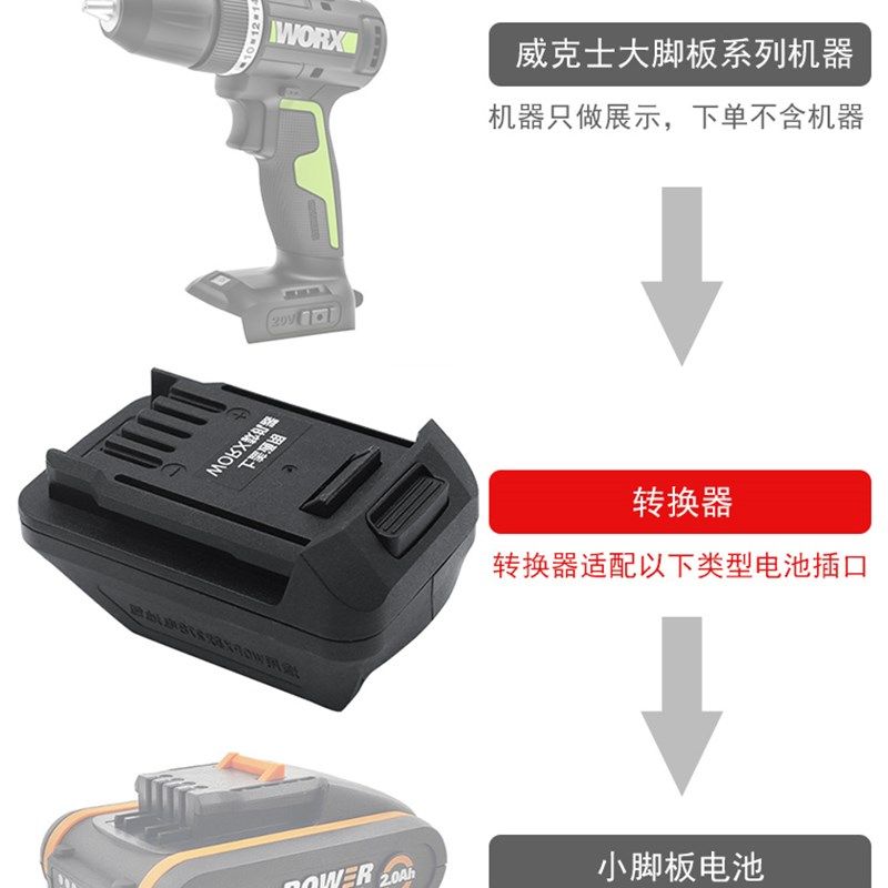 威克士电池转换器适配279/27w8转大艺A3/A6/A7牧田款东成小强东科