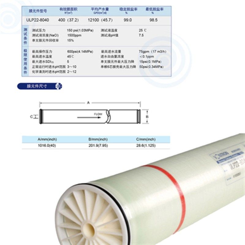 汇通RO反渗透膜4040膜直饮纯水机锅炉水处理工业膜8040净水器滤芯