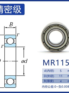 微型滚珠小轴承MR115Z MR115ZZ MR115RS L-1150ZZY04 5*11*4mm