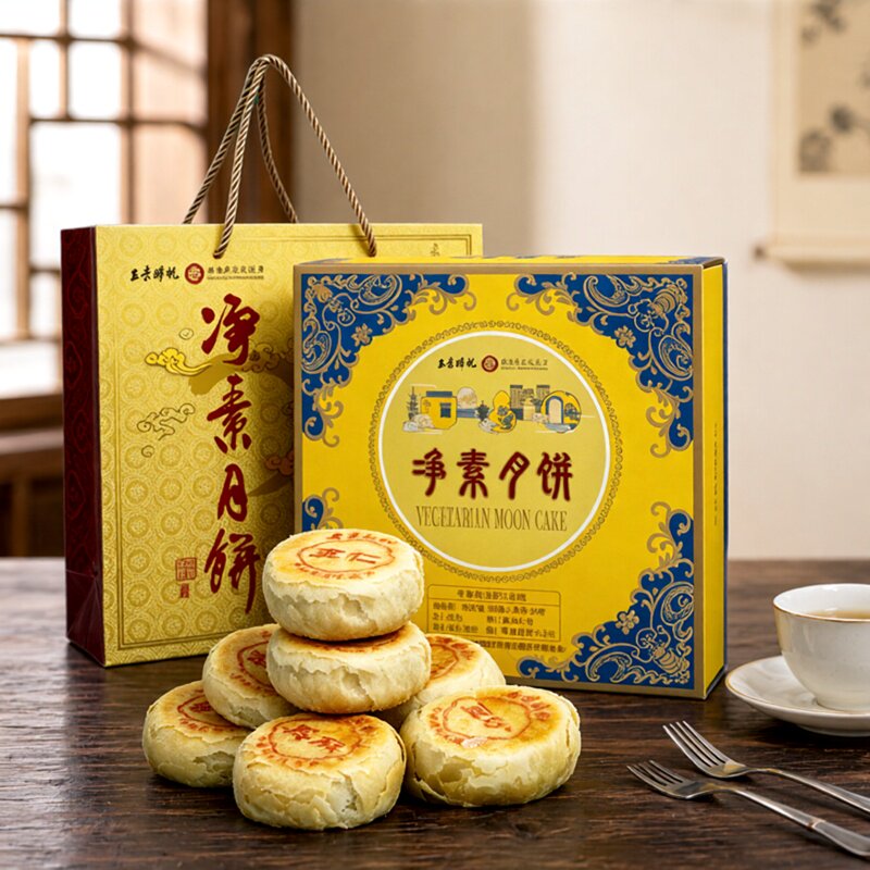 上海玉素禅悦净素酥皮月饼礼盒苏式月饼中秋酥皮五仁海苔素斋