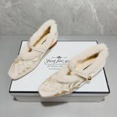 刺绣豆豆棉鞋 国风新中式 大码 软底旗袍鞋 方头粗跟毛毛鞋 女秋冬新款