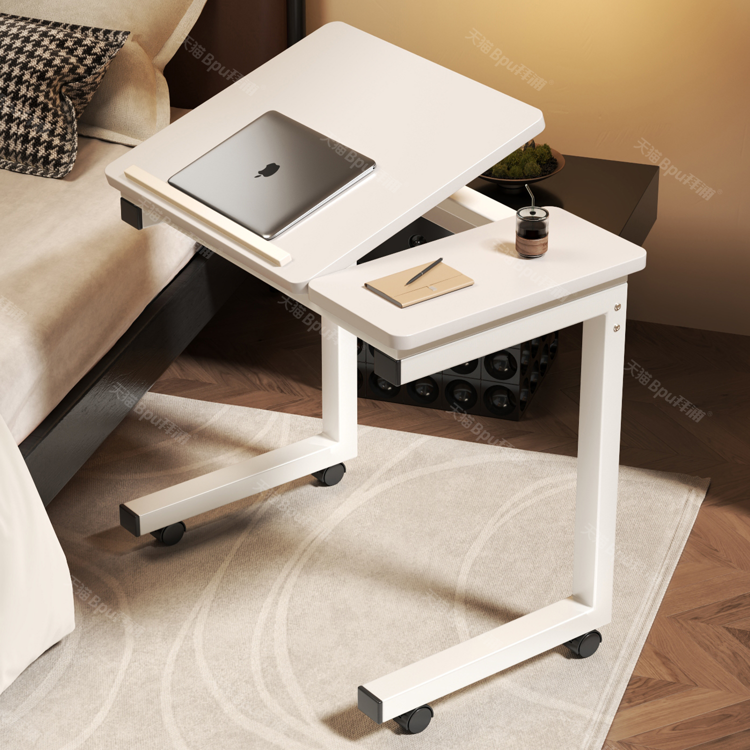 可升降移动床边桌笔记本电脑桌