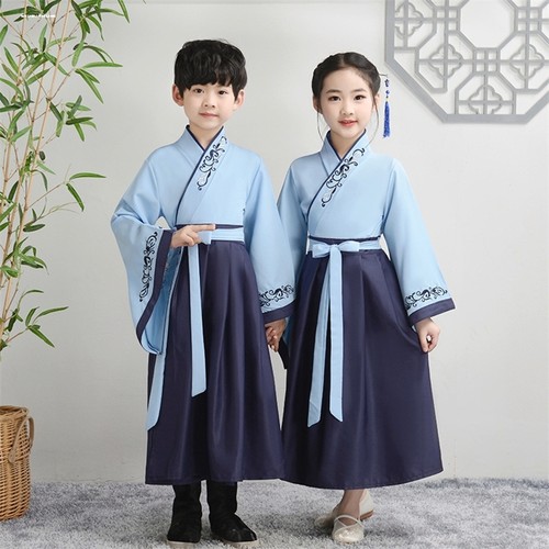 儿童古装汉服男女童古代唐朝宋朝明朝古诗古词诗歌朗诵表演出服装