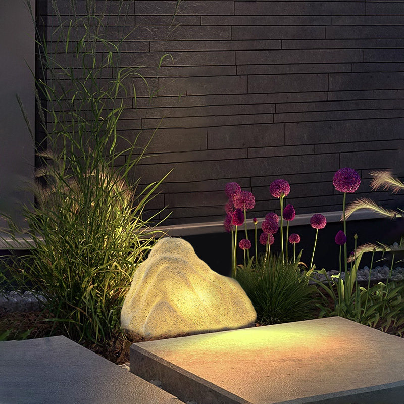 户外太阳能防水草坪灯仿真石头灯别墅庭院景观灯造景装饰灯假山灯