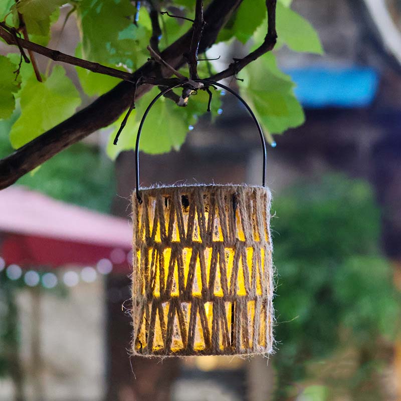 户外太阳能防水吊灯编织手提灯