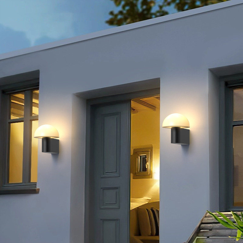 户外防水感应壁灯庭院简约半球灯别墅外墙球形灯花园阳台墙壁灯