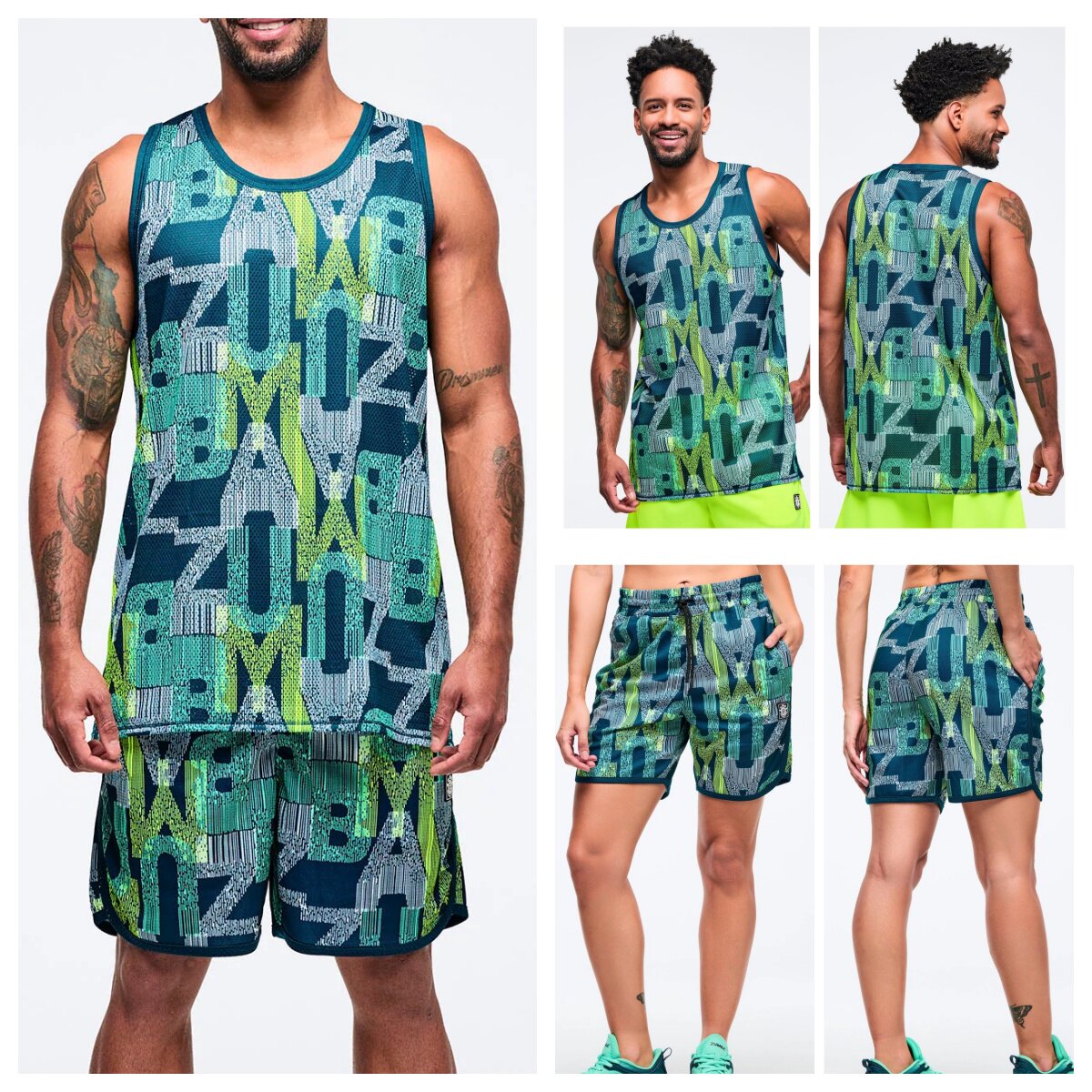 ZW尊牌健身服瑜伽休闲舞蹈运动短裤背心宽松花纹男女同款 125 098