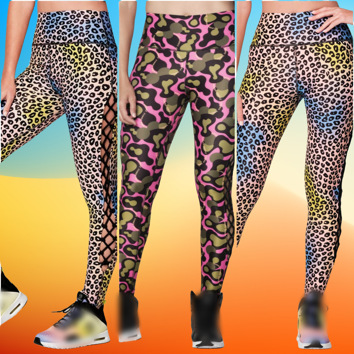 清仓ZW健身服尊现货跳操舞蹈服跑步运动豹纹紧身裤弹长裤 230 257