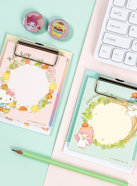 广博板夹诗与尼克便签本卡通可爱便利贴告示贴备忘做笔记本便携可撕40页金属板夹KT81043