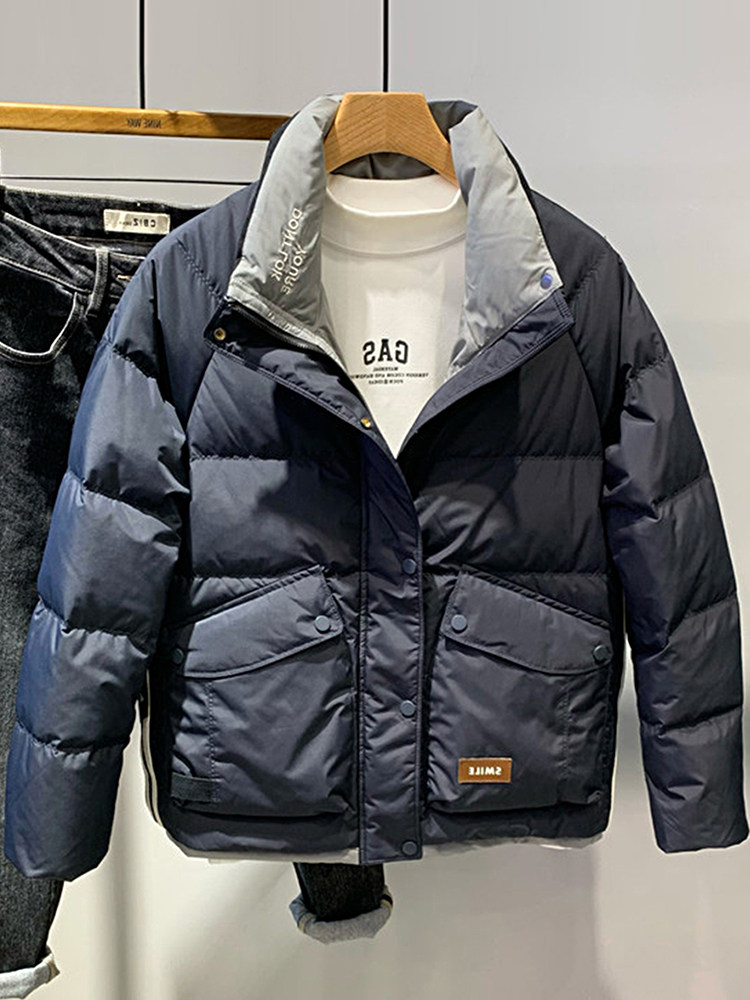 立领拼接短款棉服男保暖外套