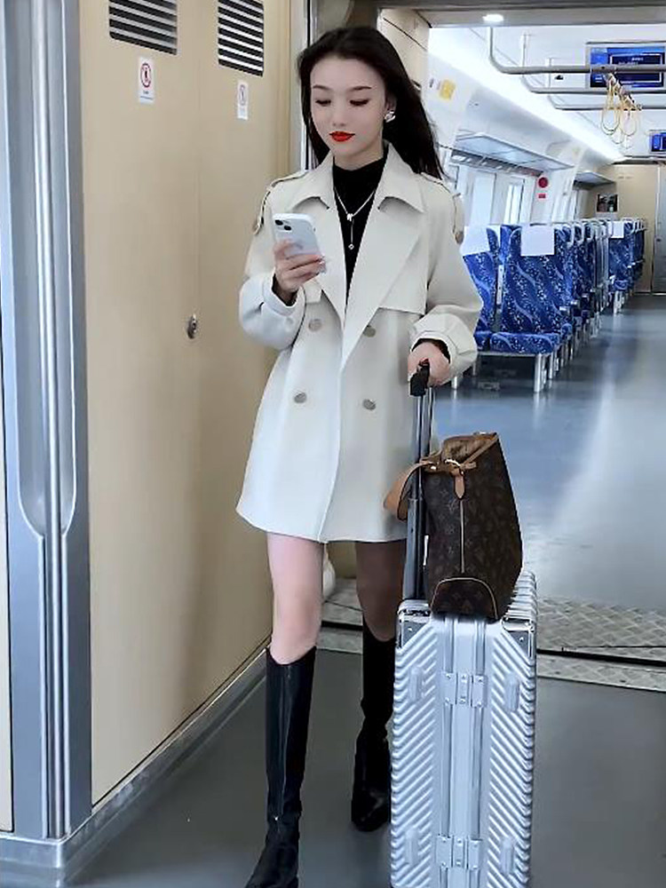 韩版高级短款长袖风衣女2022