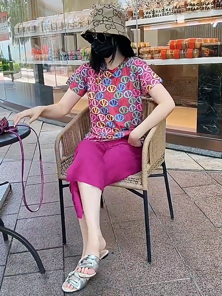 髦洋气圆领印花上衣两件套