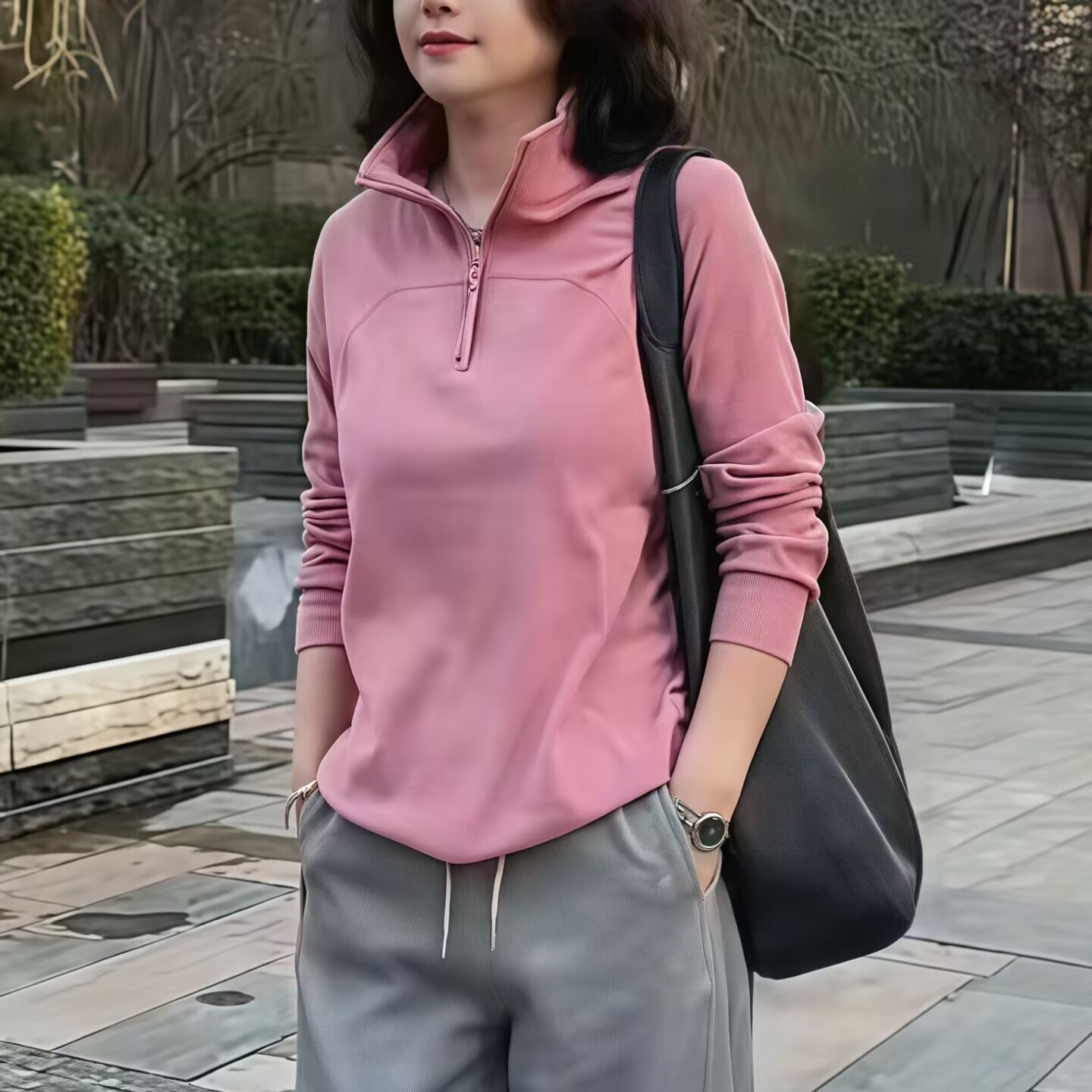 春秋百搭半拉链纯色卫衣