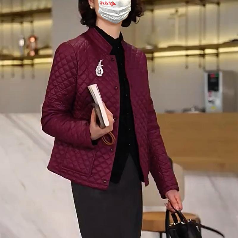 时尚菱格轻薄羽绒棉服女士秋冬季