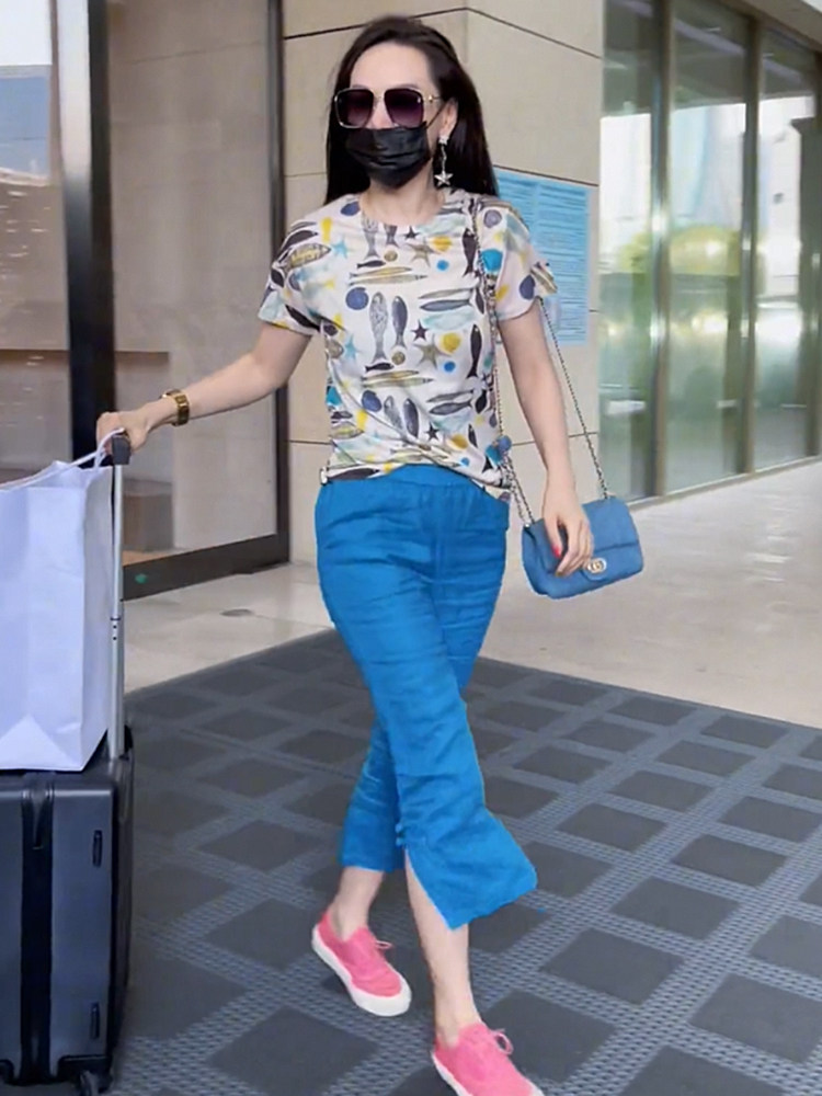 夏季印花T恤九分裤子潮