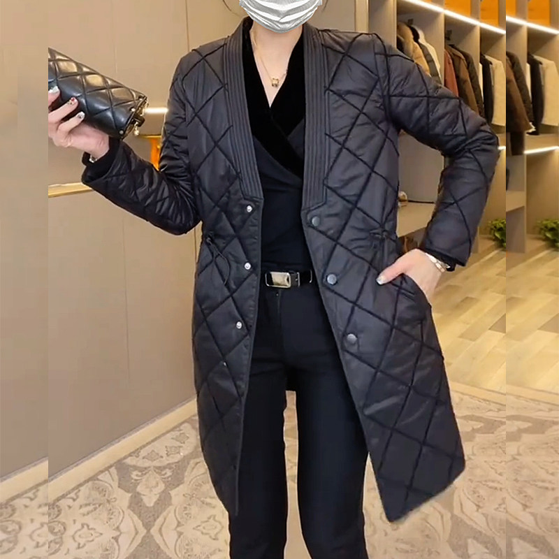 时尚薄款菱格棉服女2025春季新款