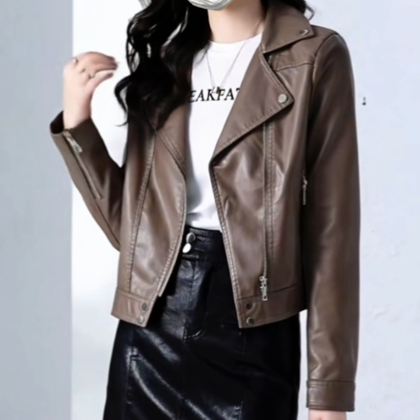 2026春秋小个子短款机车皮衣女