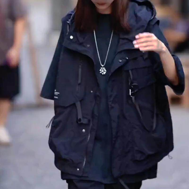 美式高端连帽马甲男女夏季薄款户外钓鱼马夹机能风工装情侣背心