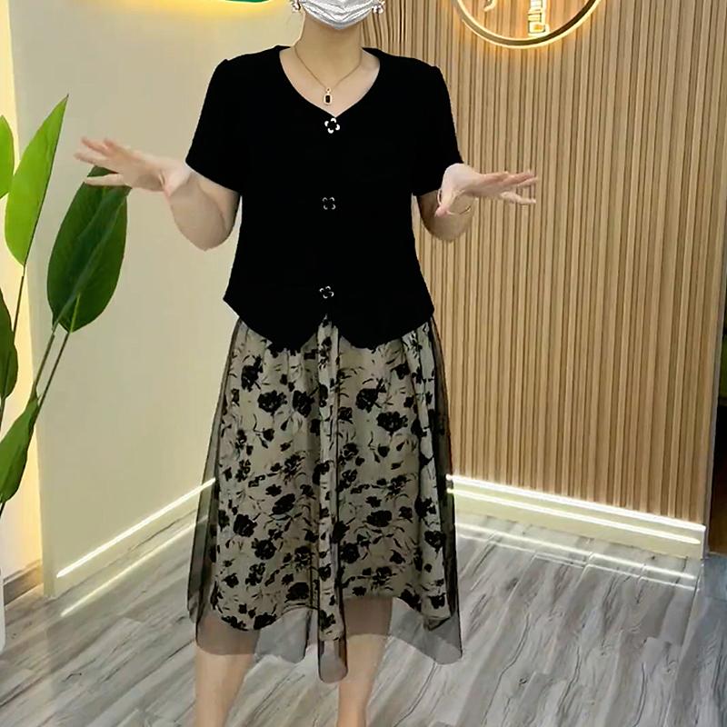 大码女装搭配一整套上衣半身裙