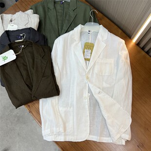 男士 14支 修身 纤薄小西装 麻料上衣 西班牙订单 外套 100%亚麻