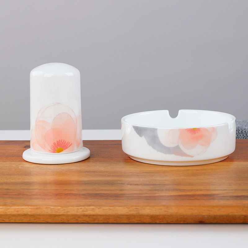 骨瓷牙签筒中式牙签盒餐桌牙签罐家用陶瓷釉下彩酒店简约烟灰缸,餐饮具,牙签筒,淘宝优惠券,粉丝福利购,淘宝优惠卷
