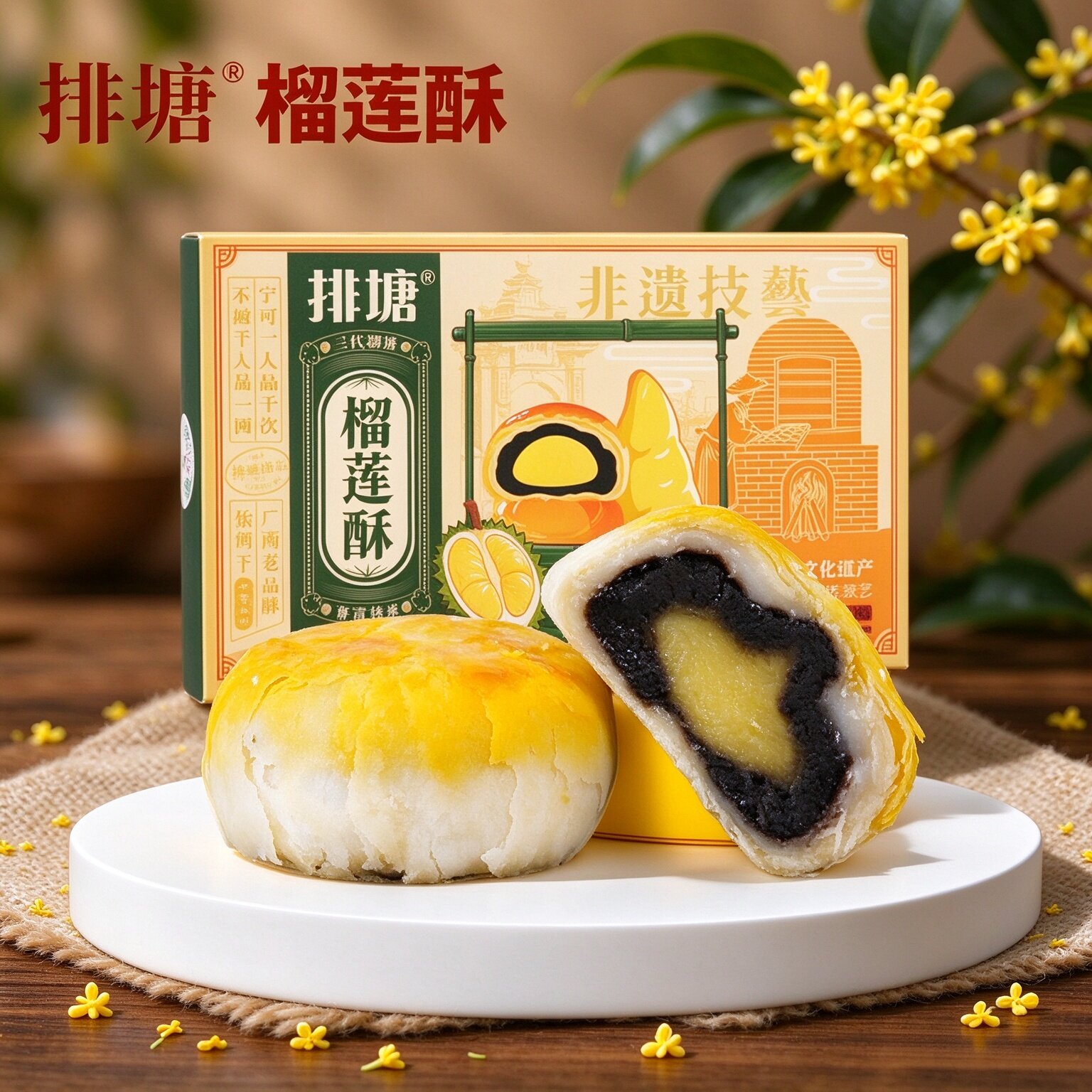 排塘榴莲酥豆沙馅酥皮糕点隆安