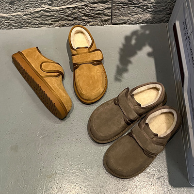 加绒加厚棉鞋2025冬季新款魔术贴休闲保暖单鞋复古女鞋百搭棉鞋