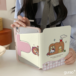 面包房屋kitty猫360度旋转适用ipad11保护壳air7新款ipad10带笔槽air6防摔11寸苹果平板保护套10.9女mini7