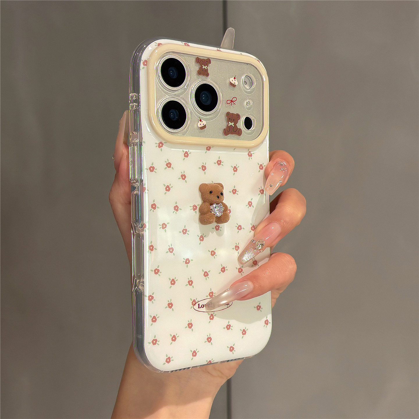 韩系ins卡通碎花立体小熊适用苹果17promax手机壳iPhone17pro女新款16pro双层壳15全包防摔14保护套网红超火,3C数码配件,手机保护套/壳,淘宝优惠券,粉丝福利购,淘宝优惠卷