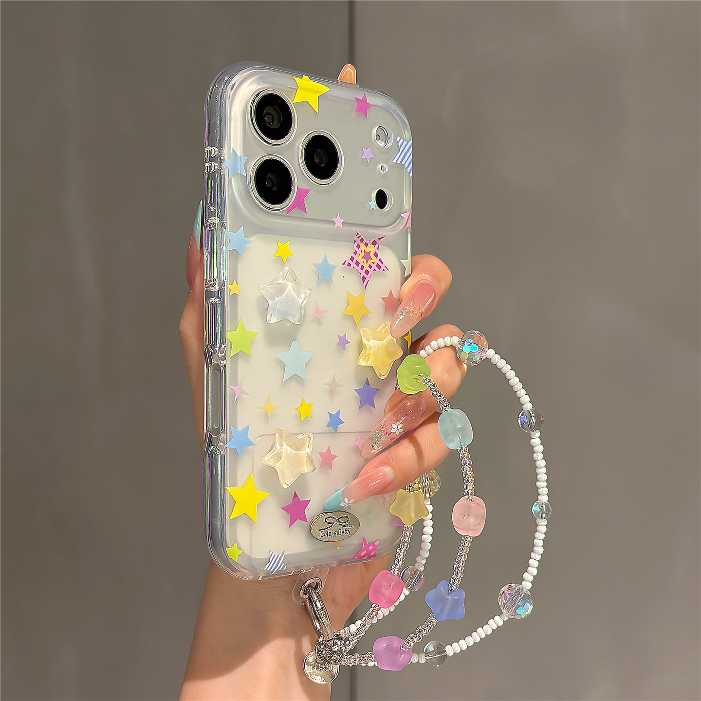 日韩超好看甜美多巴胺立体星星适用苹果17promax手机壳iPhone17pro女新款16pro磨砂半透15手拎链条防摔保护套