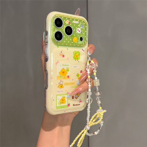 古早卡通可爱四叶草鼻孔鸡贴图适用苹果17promax手机壳iPhone17pro女新款16pro超好看独特15带链条防摔保护套