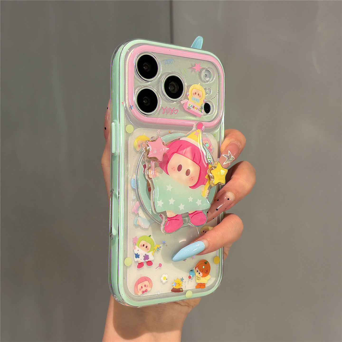 超火卡通可爱yoyo磁吸支架适用苹果18promax手机壳iphone17pro新款16pro网红15pro二合一设计感17防摔保护套图片