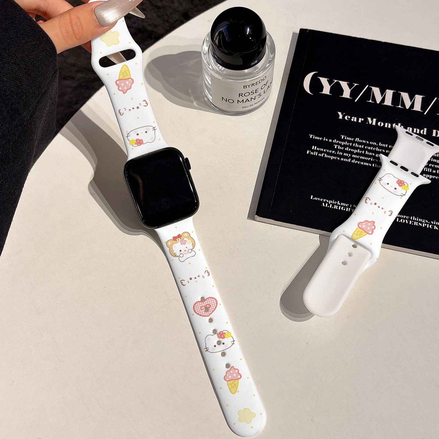 适用iwatchs10硅胶苹果手表applewatch10表带s9爱心雪糕kitty猫s8新款s7小众ultra2透气45se女款s6网红闺蜜