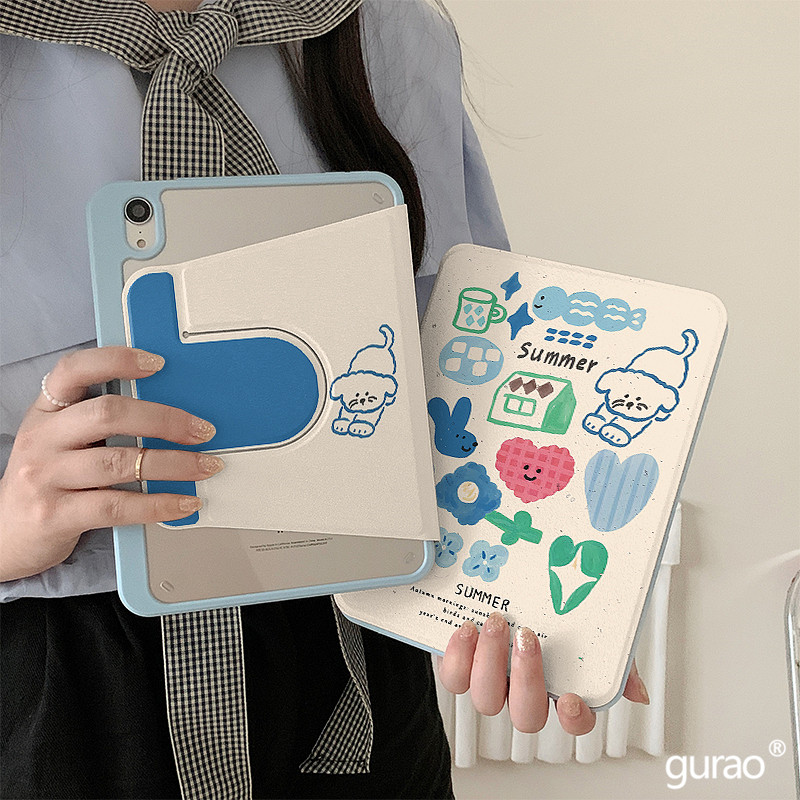 小众气质泼墨卡通360度旋转适用ipad11保护壳air7新款ipad10带笔槽air6防摔11寸苹果平板保护套10.9女mini7图片