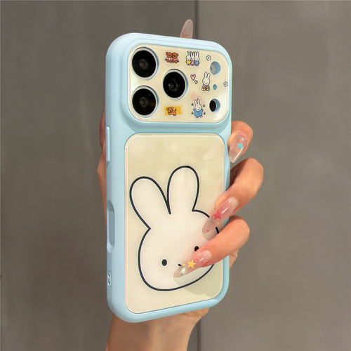 简约韩系可爱蓝光卡通米菲兔头像适用苹果17promax手机壳iPhone17pro女新款16pro秒变大视窗15全包防摔保护套