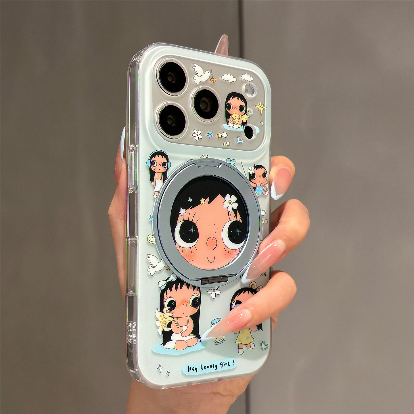 网红卡通小玉360旋转折叠支架适用苹果18promax手机壳iPhone17pro女新款16pro超好看独特15pro全包防摔保护套图片