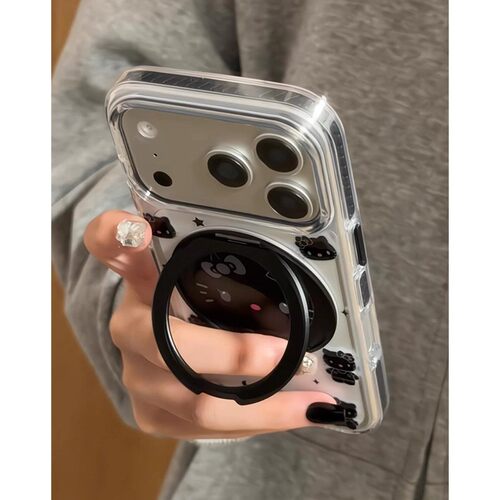 卡通可爱动漫旋转磁吸一体支架适用苹果17promax手机壳iphone16女新款17pro透明16pro全包防摔15pro保护套