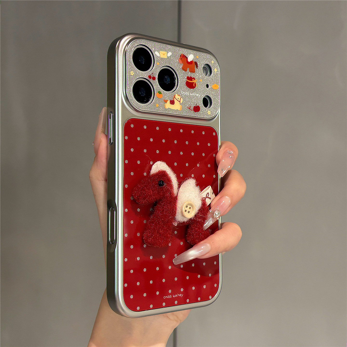 新年红色波点立体毛毡小马适用苹果17promax手机壳iPhone17pro电镀滴胶16pro女新款15全包防摔14保护套13网红,3C数码配件,手机保护套/壳,淘宝优惠券,粉丝福利购,淘宝优惠卷