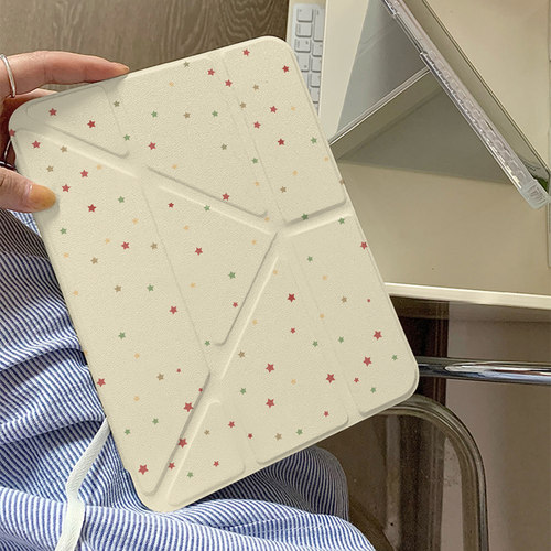 小众ins彩色星星Y+三折适用ipad11保护套air7/6新款ipad10带笔槽11寸防摔10.2/10.9苹果平板保护套mini7女