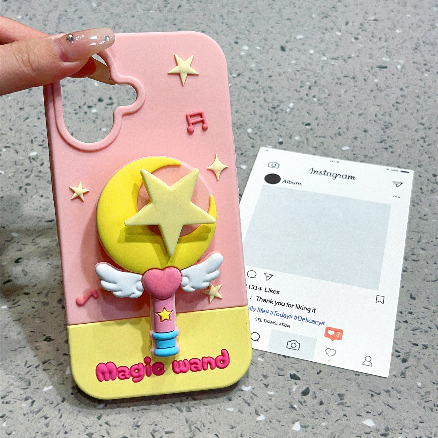 gurao 可爱少女粉魔法棒支架适用苹果16promax手机壳iphone13硅胶壳14卡通新款15promax防摔16pro女款保护套