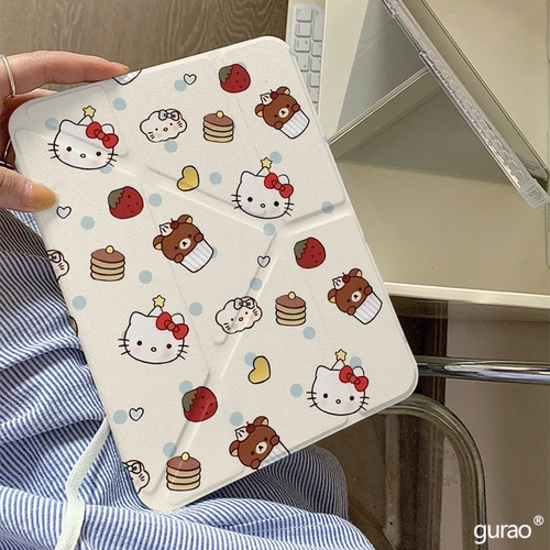 可爱kt猫轻松熊Y+三折适用ipad11保护壳ipadair7新款ipad10笔槽air6防摔air2025苹果平板保护套pro女mini7