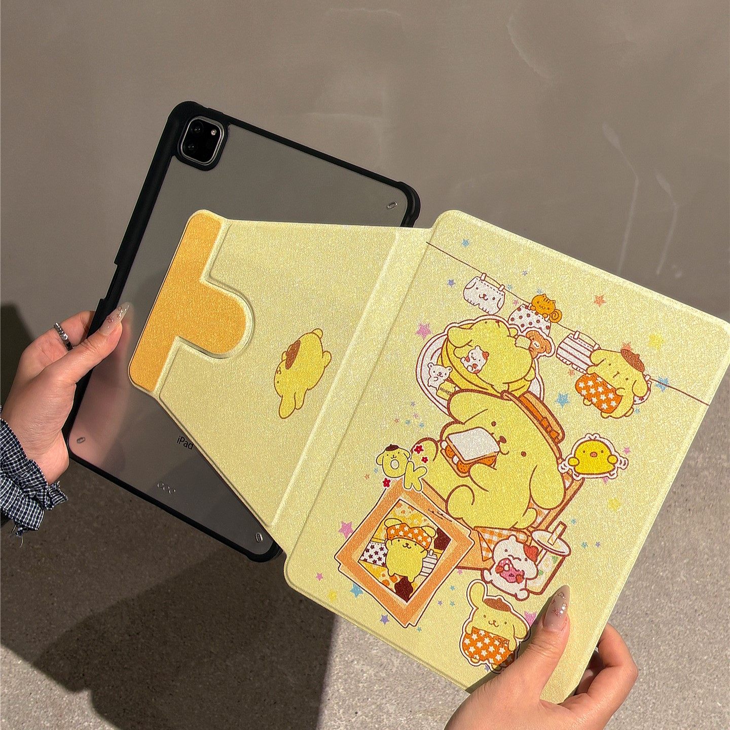 日韩可爱卡通布丁狗360度旋转适用ipad11保护壳air7新款ipad10带笔槽air6防摔11寸苹果平板保护套10.9女mini7