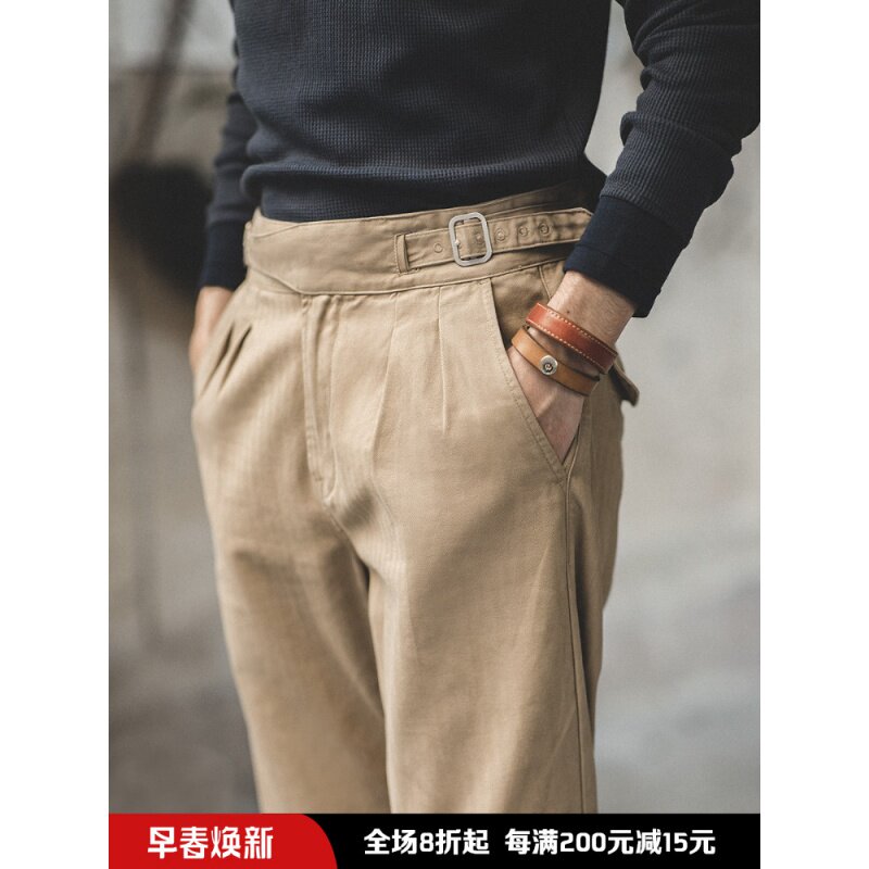 马登工装美式复古高腰廓尔格军裤库尔喀直筒那不勒斯休闲西裤男墩在类目 男装, 休闲裤中 - 来自Buy2taobao.com提供专业的淘宝代购服务